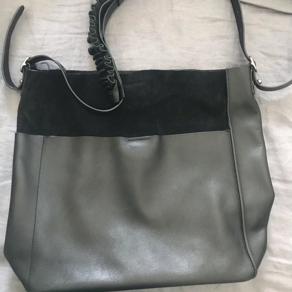 Black, ruffle handle All Saints bag